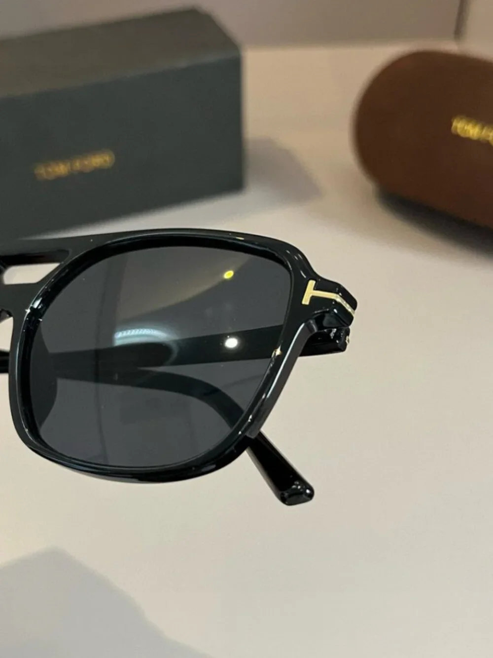 TOM FORD Black-Frame Gold Y Sunglasses